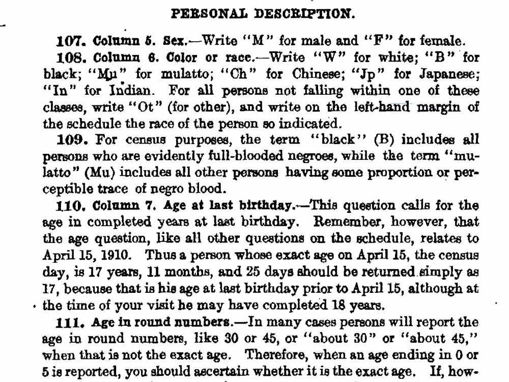 Instructions for 1910 census workers. Census Bureau.