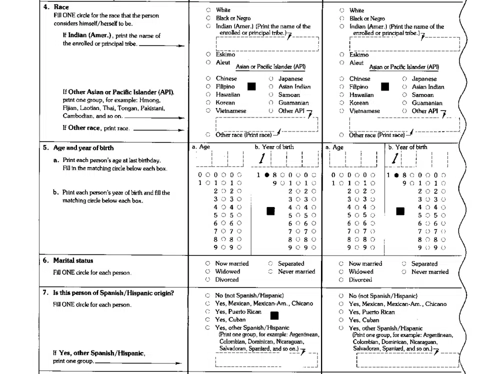 A 1990 census questionnaire. Census Bureau.