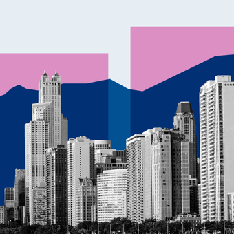 ECONOMY 01 City Skyline Line Up Blue Pink
