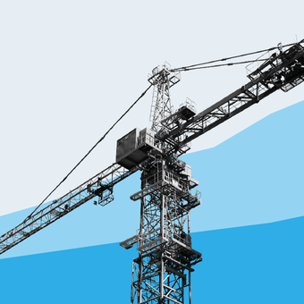 ECONOMY 11 Employment Industry Construction Crane Lines Up Blue