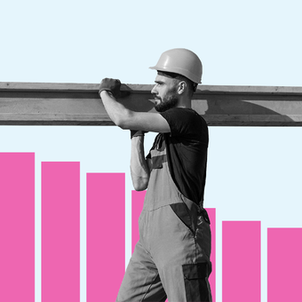 ECONOMY 12 Employment Industry Construction Crane Job Worker Bars Down Pink