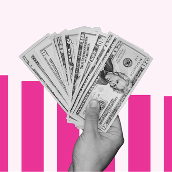 ECONOMY 18 Inflation Dollar Money Spending Bars Down Pink