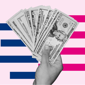 ECONOMY 18 Inflation Dollar Money Spending Bars Pink Blue