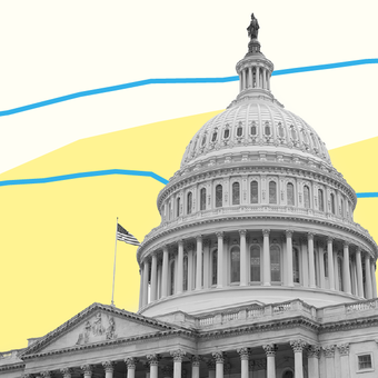 General USA America Government 02 Capitol Building Lines Flat Up Blue Yellow