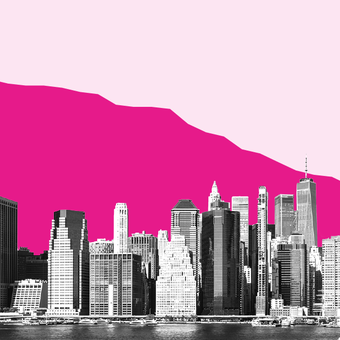 General USA America Government 08 City Skyline NYC Line Down Pink