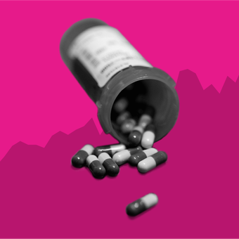 Health 16 Pills Prescription Drugs Line Up Pink