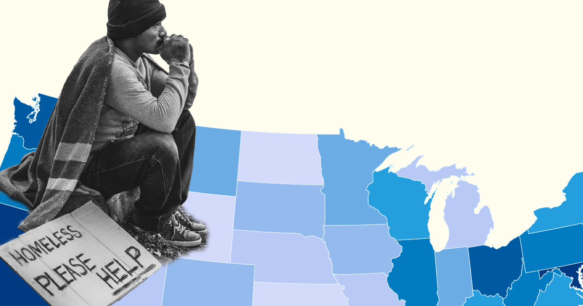 Which states have the highest and lowest rates of homelessness?