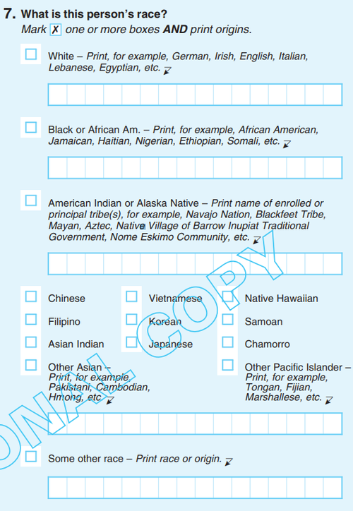 A sample 2020 Census form