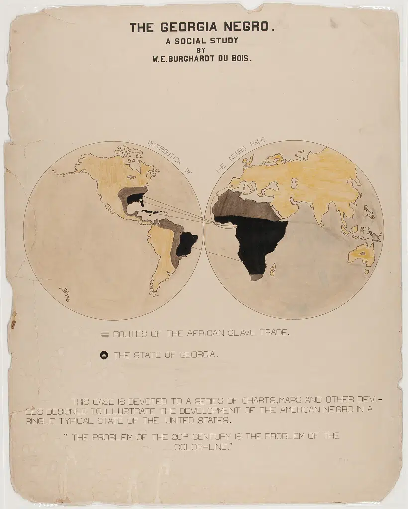 Diagram of African slave trade routes created by W.E.B. Du Bois and team for the 1900 Paris Exposition. (Library of Congress)