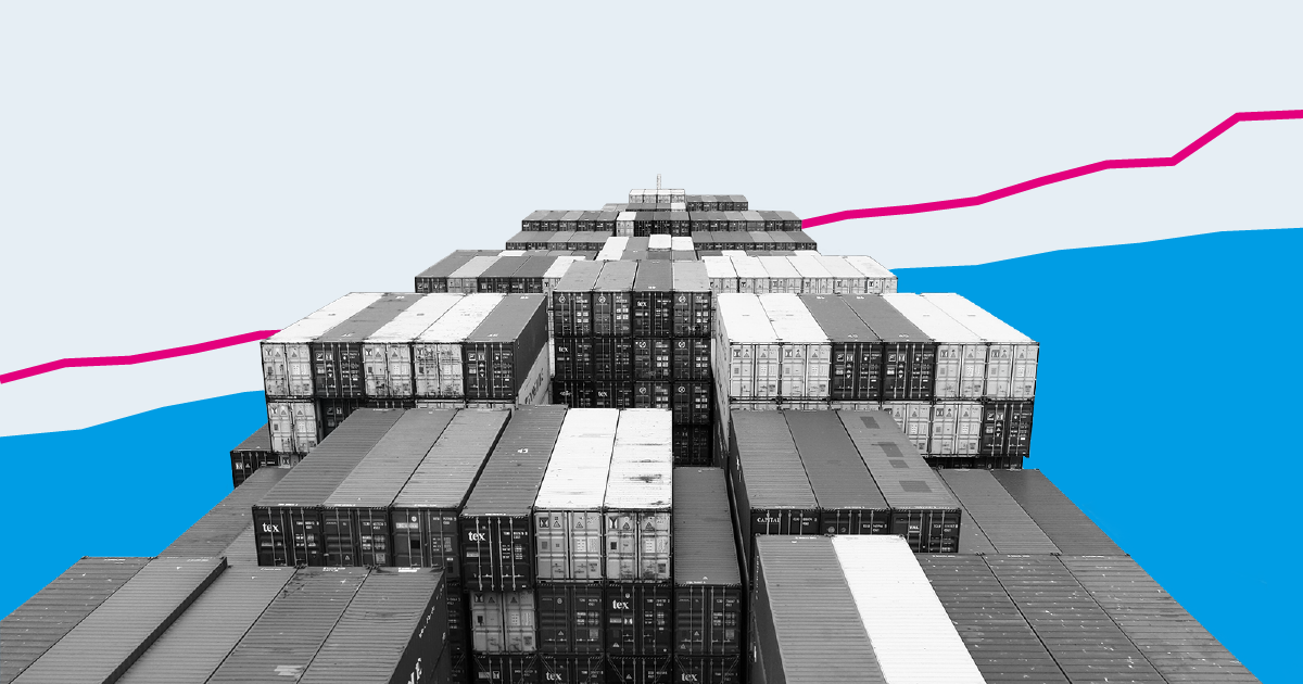 ECONOMY 14 Trade Shipping Container Cargo Line Up Blue