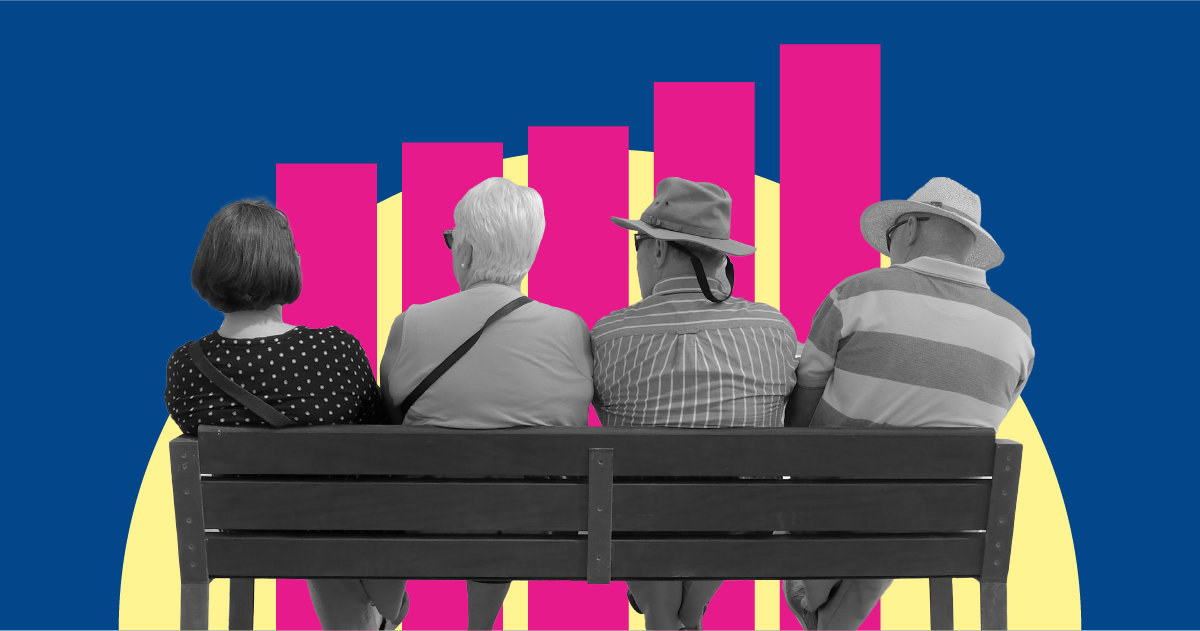 Population 14 Americans Elderly People Retirement Bars Up Pink